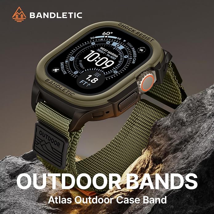 Bandletic Rugged Case with Band Compatible with Apple Watch 49mm(Ultra 3/2/1),46mm(Series 11/10), 45mm(Seriess 9/8/7),44mm(SE3/SE2/SE/6/5/4), Protective Cover Sport Accessories for iWatch Men