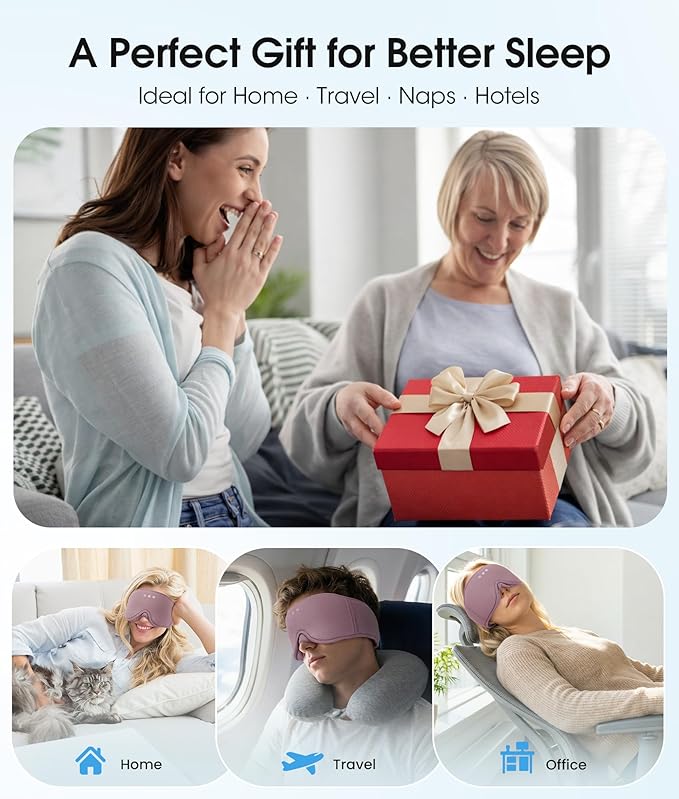 MUSICOZY Bluetooth Sleep Headphones, Wireless Sleep Mask with Bluetooth 5.4, Ultra-Thin Stereo Speakers, 14H Playtime, Comfortable Eye Mask for Side Sleepers, Travel & Relaxation Gifts for Men Women