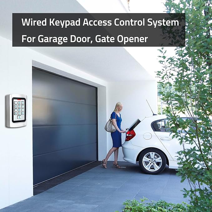 Universal Wired Access Control Keypad, 12V DC Metal Door Keypad, PIN Code & ID Card Key pad, IP68 Waterproof, 2000 Users, for Garage Door, Gate Opener, Magnetic Lock and Access Control Systems