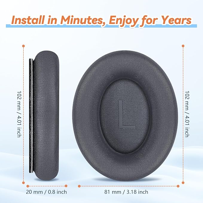 Aurivor Replacement Ear Pads for Bose QuietComfort 45 35 ii (QC45 QC35) Headphones, Earpads Cushions for QC SE SC & New Quiet Comfort (Deep Bass), with Softer Foam & Protein Leather (Eclipse Grey)