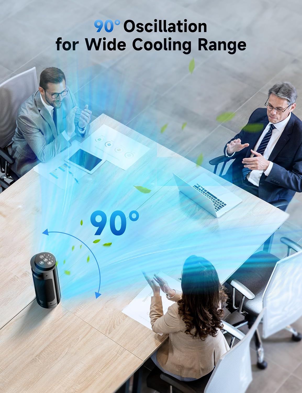 Grelife Tower Fan, 13" Electronic Model with Remote Control, 28dB Quiet Operation, 90° Wide Oscillation, 3 Speeds, 7.5H Timer, LED Display, Bladeless Safe Design for Bedroom Office Home Dorm and Desk