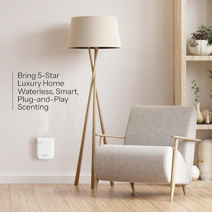 Air Lux Diffuser, Plug-in Waterless Diffuser for Essential Oil, Smart Bluetooth App Control, Covers Up to 500 sqft 60ml Capacity, Home Office Hotel Scent Diffuser, Cold Air Technology, White