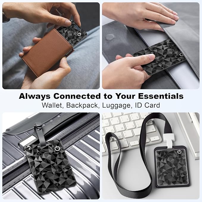 Wallet Tracker Card (iOS Only), Rechargeable Smart Card Wallet Tracker Works for Apple Find My, Thin Bluetooth Tracking Card GPS Tracker, Key Finder for Keys, Bags, Passport, Carbon Fiber