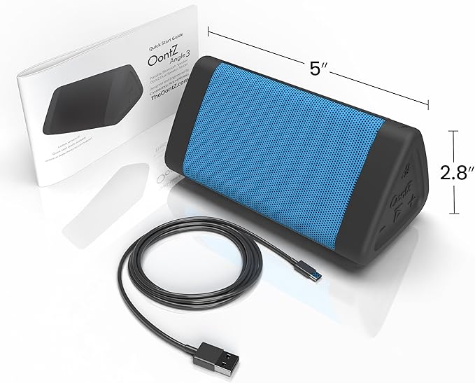 OontZ Angle 3 (4th Gen) – Portable Bluetooth Speaker, 12W Stereo Sound, 24 Hour Playtime, Rich Bass, 100 Foot Wireless Range, Waterproof, Home, Outdoor, Travel, Great Gift (Blue)