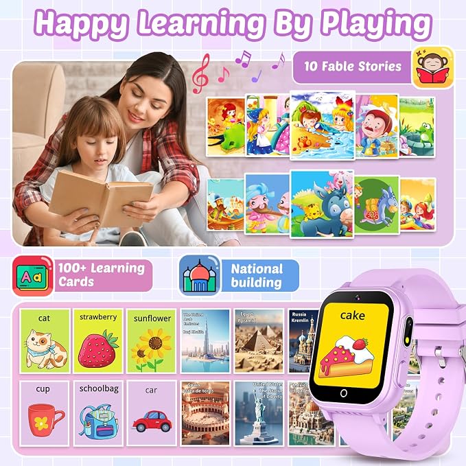 Waterproof Smart Watch for Kids Gift for Girls Age 5-12 with 32 Games, Dual Camera, Habit Tracking, Music Player, Video, Alarm Clock, HD Touchscreen Kids Smart Watch Birthday Toys for 6 7 8 9 Year Old