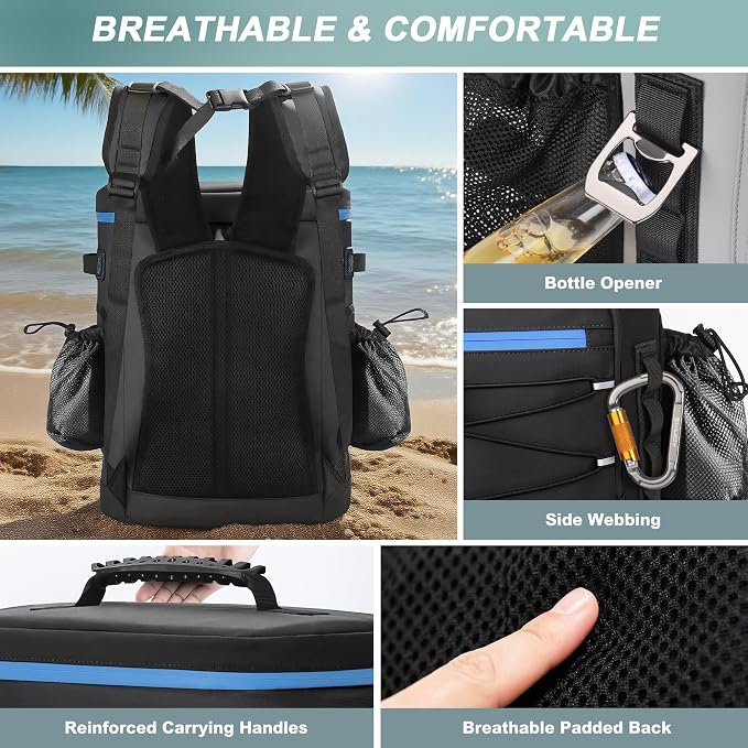Large 52cans Cooler Backpack, Insulated, Waterproof, Leak Proof, 30L Large Capacity