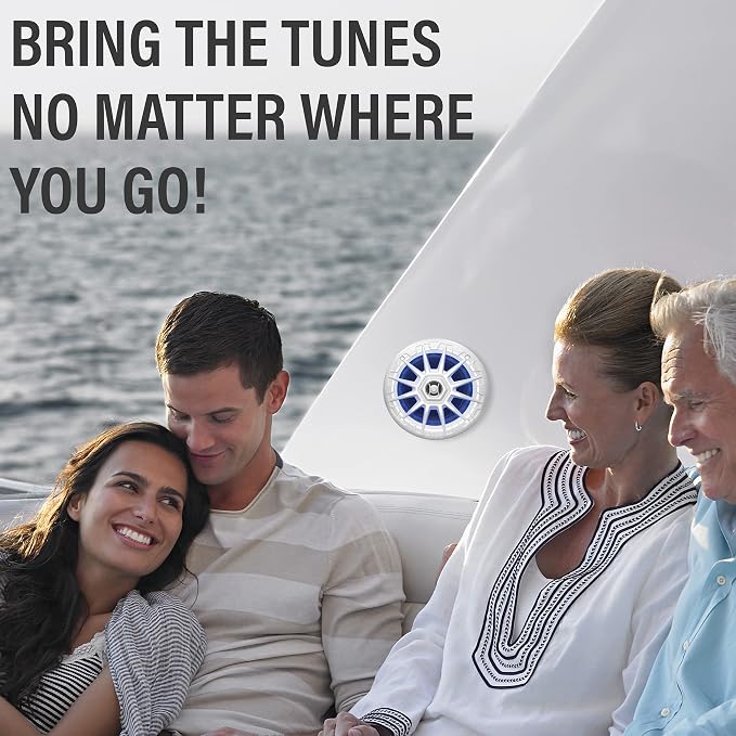 BOSS Audio Systems MRGB55W 5.25 Inch Marine Speakers - Weatherproof, 150 Watts Per Pair, 75 Watts Each, Multi-Color Illumination, Full Range, 2 Way, Sold in Pairs