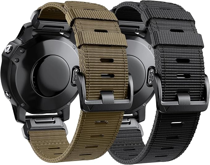 Adjustable 26mm Nylon Watch Band for Garmin Fenix 7X/6X/5X/Enduro 2, Tactix 7 Pro, Epix Pro 51mm - Quick fit 26 Sports Wrist Strap with Stainless Steel Adapter