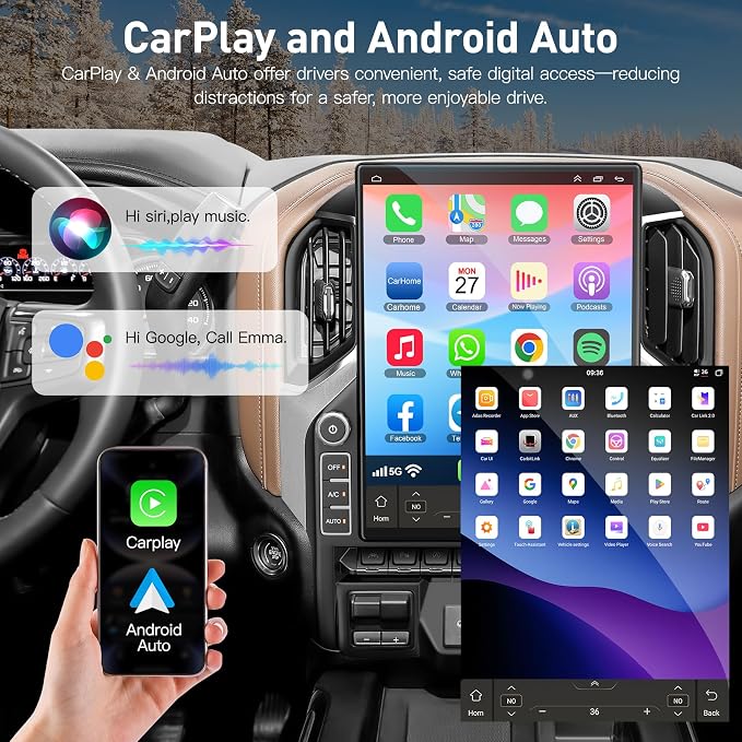 8-core 6G+128G Car Radio for Chevrolet Sliverado/GMC Sierra 2019 2020 2021, 15.6 Inch 2.5K IPS Touch Screen Upgrade Car Stereo with Carplay/Android Auto,GPS, WiFi, Bluetooth, FM