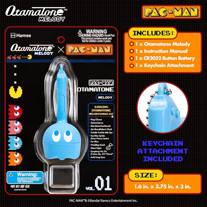 Otamatone Melody Original PAC-Man Electronic Portable Music Toy Player Synthesizer from Japan by Maywa Denki Officially Licensed Merchandise with English Instructions Keychain Accessory - Inky