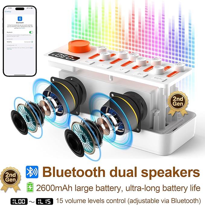 TMEHM 3-in-1 Sleep Sound Machine with 8 Mixable Nature Sounds, Portable Bluetooth Speaker & 12-Color Night Light, White Noise, Sleep Timer & Breathing Exercises for Babies, Kids, and Adults