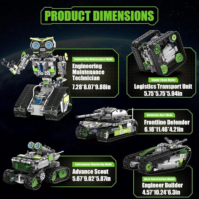 HPROMOT STEM Robot Building Sets for Kids Ages 8-16, 5-in-1 Remote Control and APP Robot Toys, 757 Pcs DIY Building Science Educational Kit, Building Block Birthday Present for Teen Boys and Girls