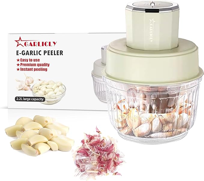 Professional Electric Garlic Peeler | 2026 Automatic Garlic Peeling Machine| 300W Instant Skin removal | 2.2L Large Volume | Can be used for food processing (blade included) | Designed in USA