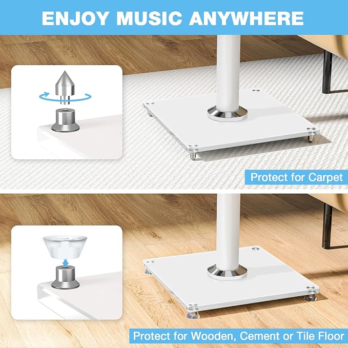 Rfiver Upgraded 45° Swivel Speaker Stands Pair for Surround Sound, Heavy Duty 28 Inch Bookshelf Speaker Stand Each Holds 44lbs Large Speaker, Floor Speaker Stand Built-in Cable Management, 1 Pair