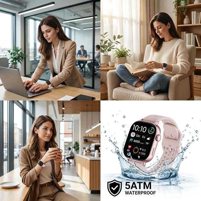 2026 Distance & Pace GPS Running Watch for Runners - Call & Text, AMOLED Large Screen, 50m Waterproof Swimming, Calorie & Step Counter, 2 Bands, Long Battery, for Seniors Men Women (Pink)