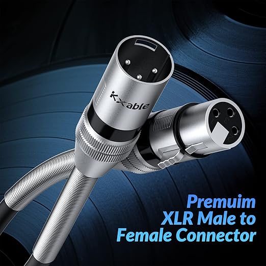 XLR Microphone Cables (3FT, 2-Pack), XLR Male to Female Balanced Mic Cable, 3-Pin Shielded Speaker Cord, Zinc Alloy Connectors, Premium 22AWG Pure Copper, Metal Spring SR, Recording Studio, Podcast