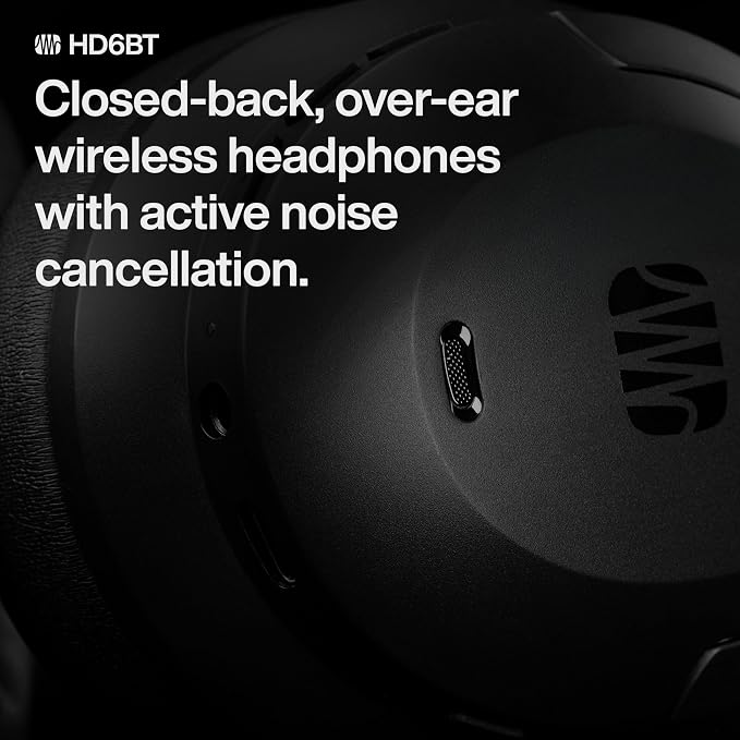 PreSonus Eris HD6BT — Over-Ear Closed-Back Wireless Headphones, Bluetooth, ANC Noise Cancelling, Up to 60 Hours Battery Life, Studio Headphones for Mixing, Monitoring, Recording, Eclipse Black