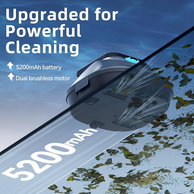 X2 Robotic Pool Vacuum, Cordless Pool Cleaner with 200-Min Runtime, Auto-Parking, 3.3h Fast Charging, for Above-Ground & Flat-Bottom Inground Pools up to 1290 sq.ft, Blue