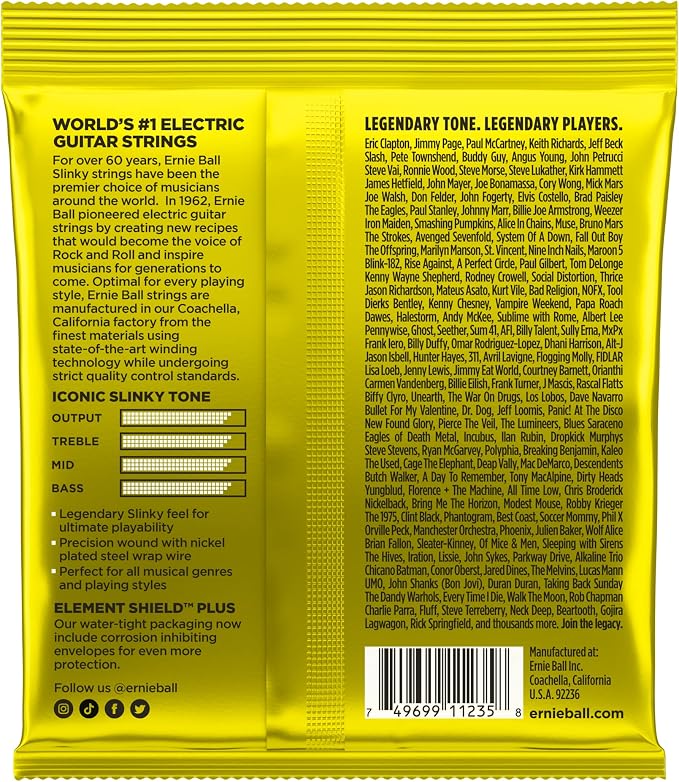 Ernie Ball Beefy Slinky Nickel Wound Electric Guitar Strings 3-pack, 11-54 Gauge (P03627)