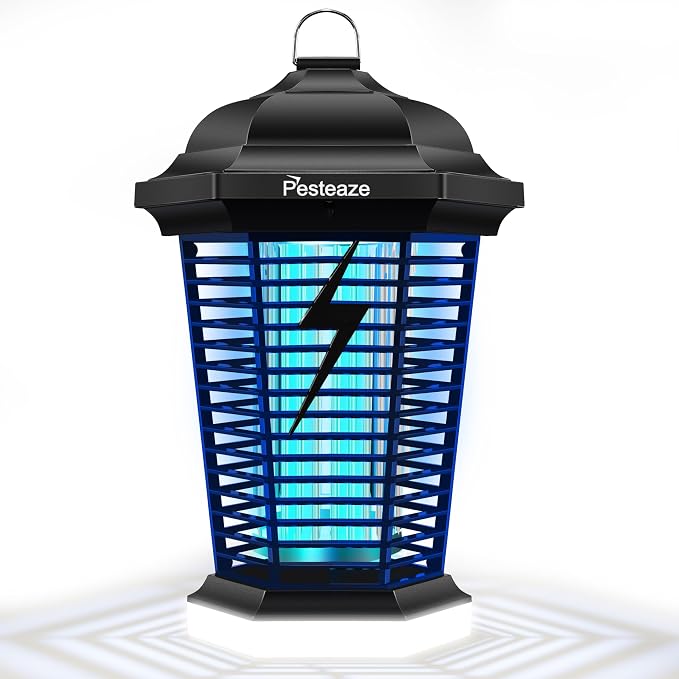 Bug Zapper Outdoor with LED Light, 5600V Electric Fly Zapper, Plug-in Mosquito Killer, 3 Prong Plug, Mosquito Zapper, Fly Traps, Flying Insects Zapper Indoor Outdoor, ABS Plastic