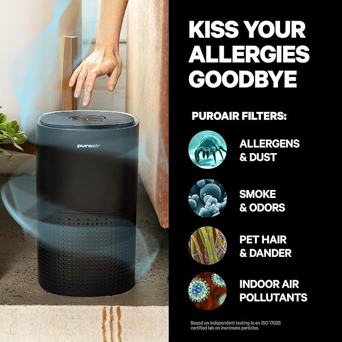 PuroAir 240 HEPA Air Purifiers for Home Pets Air Cleaner up to 1,000 Ft² - HEPA Filter + CarbonTech up to 500X Stronger - Cleans Air Fast - Auto, Sleep Modes Air Purifiers for Bedroom, Office, Dorm