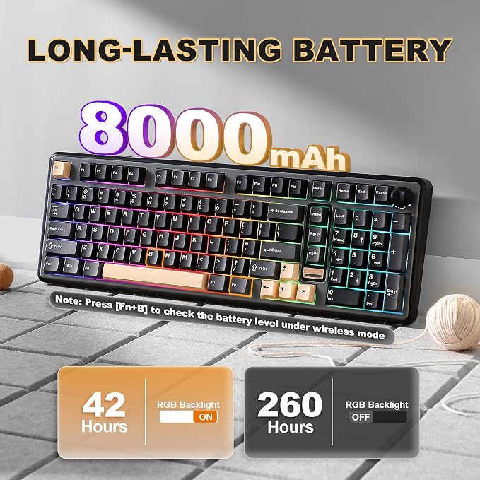 YUNZII B98 PRO QMK/VIA Wireless Mechanical Gaming Keyboard,96% Layout with Numpad and Cute Cat Knob, BT/2.4G/USB-C,Linear Switch Hot Swap Gasket,RGB for Win/Mac (Black, Candy Linear Switch)