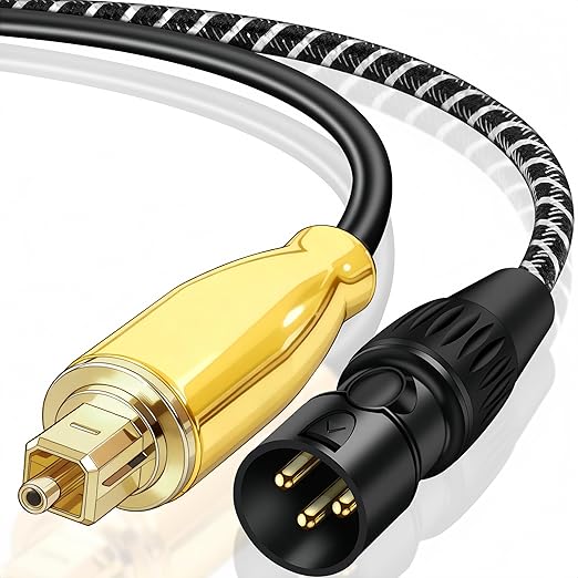 192KHz DAC Optical to XLR Converter,Optical Audio Cable to AUX Cable Adapter,Digital to Analog Audio Converter for HDTV DVD Set-top Boxes Out to Speaker Audio Mixer(Unidirectional O-ptical to XLR)