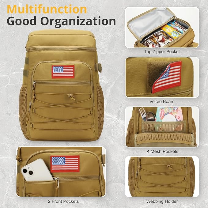25L Backpack Cooler Keep All Drink Cold for Long Periods of Time Cooler Backpack Insulated Waterproof Portable High Durability Small Cooler Backpack with Compartment for Hiking Camping Beach