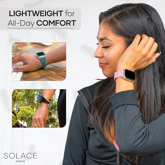Solace Bands Lightweight Perma Watch Band - Universal Fit for Apple Watch Bands for Women & Men, iWatch Bands for 38mm 40mm 41mm 42mm 44mm 45mm 49mm Ultra, SE, Series 11 10 9 8 7 6 5-1 (Matte Solid)