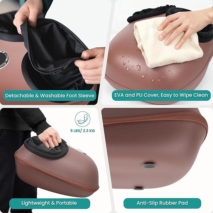 Nekteck Shiatsu Foot Massager with Heat, 2026 Upgraded Air Compression Electric Heated Feet Massage for Neuropathy Plantar Fasciitis, Deep Kneading Therapy Improve Blood Circulation, Size Up to US 13