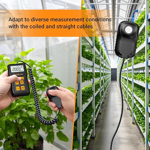 Quantum PAR Meter for LED Grow Light, PPFD Meter with Daily Light Integral, Light Meter for Plants, Greenhouse and Indoor Vertical Farming, Measuring Light Intensity 400-700 nm