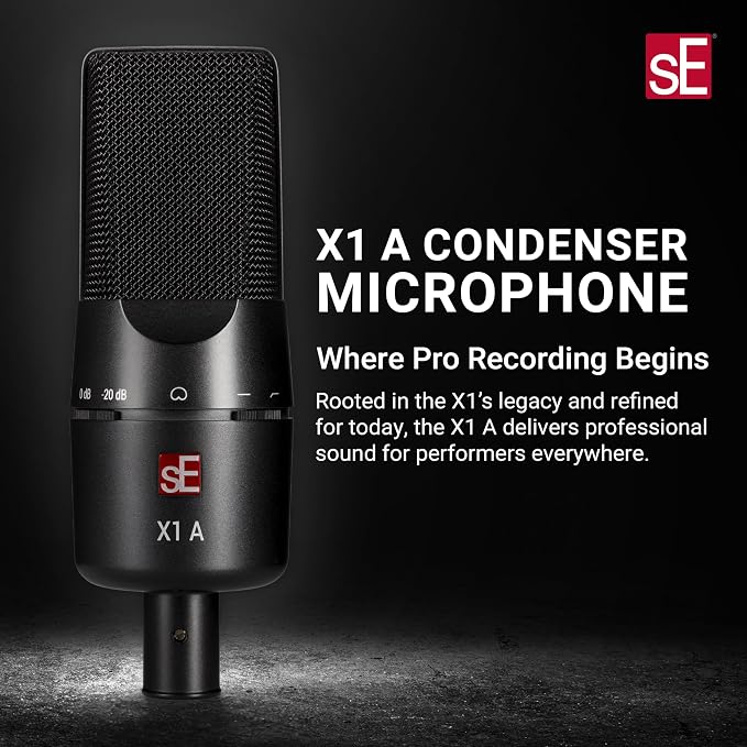 SE ELECTRONICS X1 A Large Diaphragm Condenser Microphone with 100 Hz Filter & -20 dB Pad - XLR Condenser Mic for Singing & Instruments - Professional Studio Microphone for Recording & Podcasting