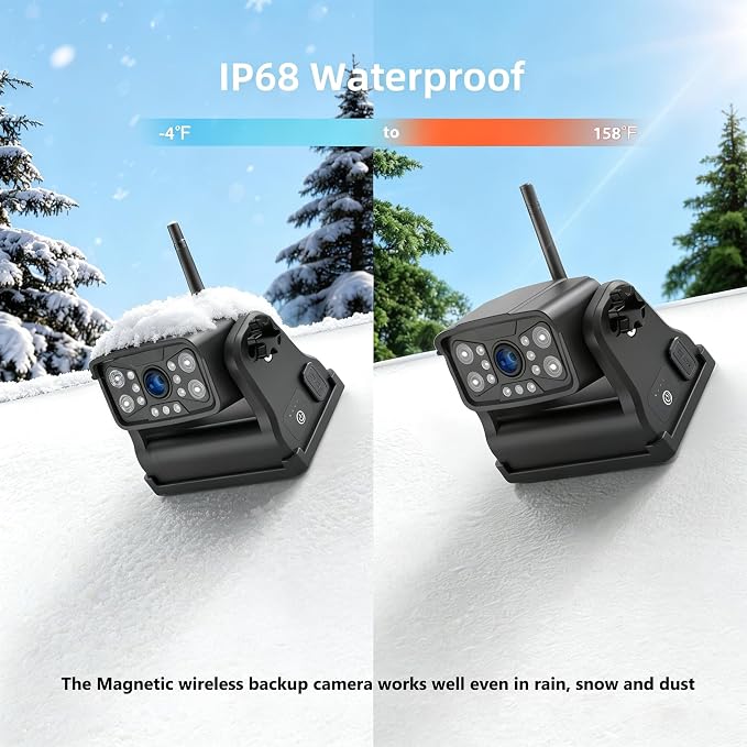 ZEROXCLUB Magnetic Wireless RV Backup Camera System: 7" HD 1080P DVR Monitor with 2-Rear Camera, DVR Monitor & IR Night Vision, Portable Rechargeable Camera for RV/Trailer/Fifth Wheels/Camper BC702