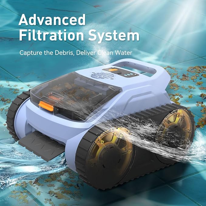 Cordless Pool Cleaner Robot, Pool Vacuum for Inground Pool & Above Ground Pool, Smart Navigation Self-Parking, LED Indicator, Wall&Waterline Cleaning Pool Robot up to 2150 Sq.ft