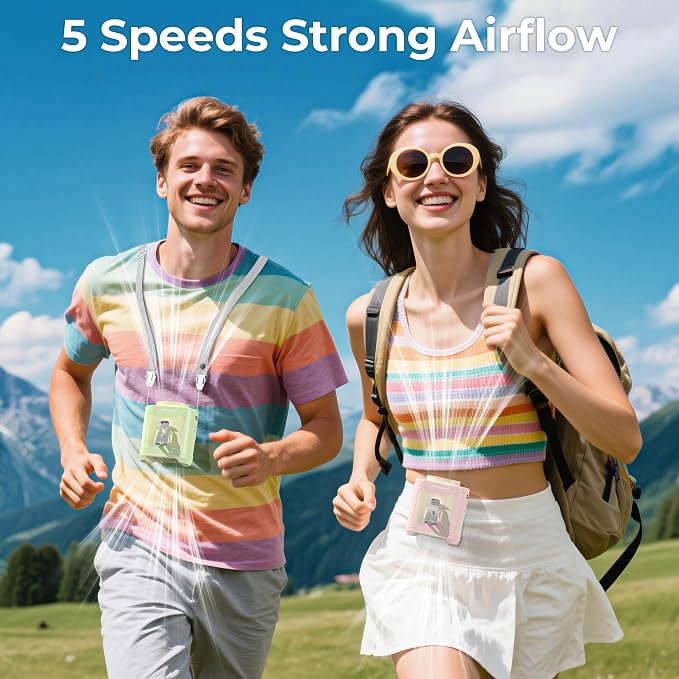 AMACOOL Portable Waist Fan Clip On, Gifts for Men Dad Husband, 10000mAh Rechargeable Wearable Shirt Fan, Powerful Belt Fans, Birthday Gifts for Women Jobsite Travel Camping Essentials 2026