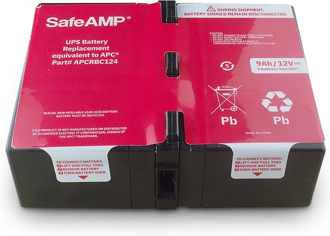 SafeAMP UPS 9Ah, 24VDC VRLA Battery Replacement APCRBC124 Compatible with APC UPS Models BR1000G, BX1350M, BN1350G, BX1000G, BX1300G.…