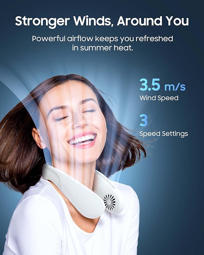KOHA CoolMaster Ultra Neck Fan, Neck Air Conditioner, 2-in-1 Cooling Neck Fan Portable Rechargeable, Wearable Personal Fan, 5500mAh Large Battery, Ergonomic Design, Glacier Gray