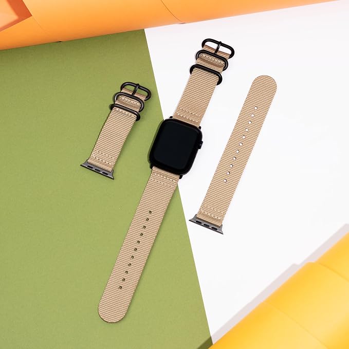 Hiking Trail Nylon Band | The Original Rugged Compatible with Apple Watch Bands for Men & Women - Soft, Breathable, Woven Water-Resistant Nylon Mens iWatch Strap | Fits 42mm 41mm 40mm Series 10 & All Models (Dune Beige)