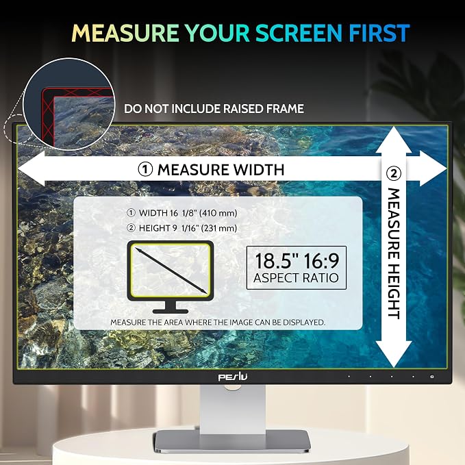 Peslv [2 Pack] 18.5 Inch Privacy Screen for Computer Monitor 16:9 Aspect Ratio, Eye Protection Anti Blue Light Glare Shield, 18.5inch Removable Black Blackout Anti Spy Desktop Security Private Filter