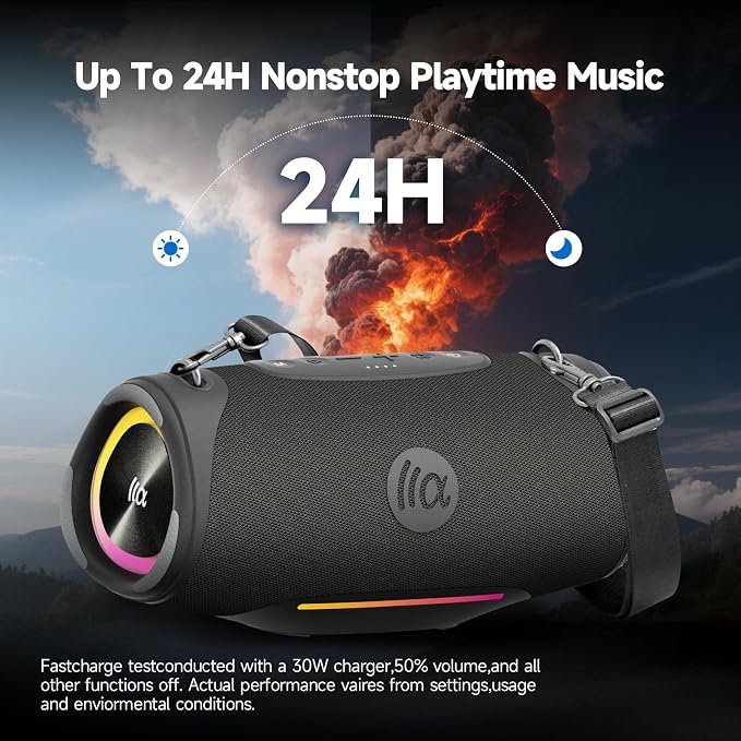 TAZATA Bluetooth Speaker Wireless, 120W (Peak Loud Outdoor Speaker with Deep Bass Subwoofer, IPX7 Waterproof Floating Pool Speaker, RGB Lights, 11H Playtime, Multi-Sync 100+ for Party Camping Beach