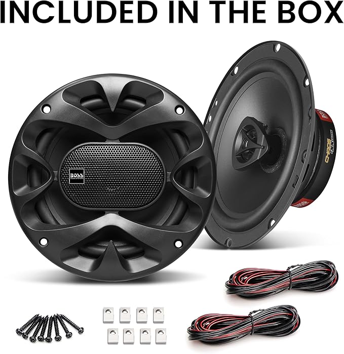 BOSS Audio Systems CH6520B 6.5 Inch Car Door Speakers - 250 Watts Max (Pair), Coaxial, 2 Way, Full Range, 4 Ohms, Sold in Pairs, Bocinas para Carro (Pack of 2)