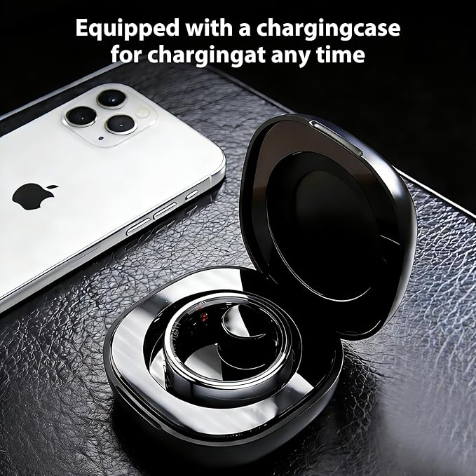 Smart Ring for Women Men, Health Fitness Tracker with Touchscreen Display, Heart Rate/Blood Oxygen/Sleep Monitor, Activity Tracker, 1ATM Waterproof, Compatible with iPhone & Android (Sliver, 8)