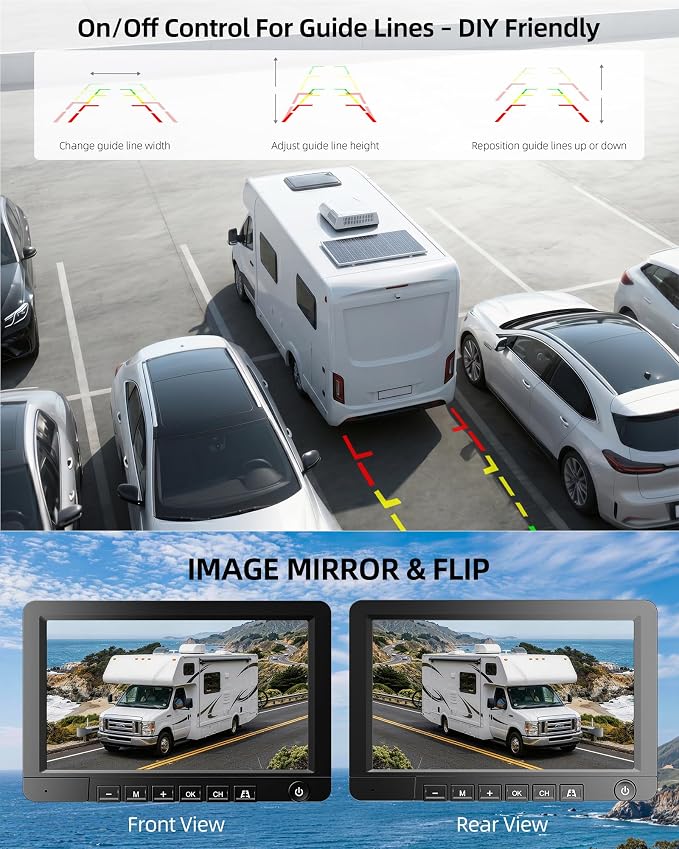 Wireless Backup Camera for Rvs, BSD Alert, AI Detection, 6X Zoom, 1080P | 320FT Stable Signal, 150° Wide View, 4-Channel Expandable, Furrion Ready, IP69K Metal Housing