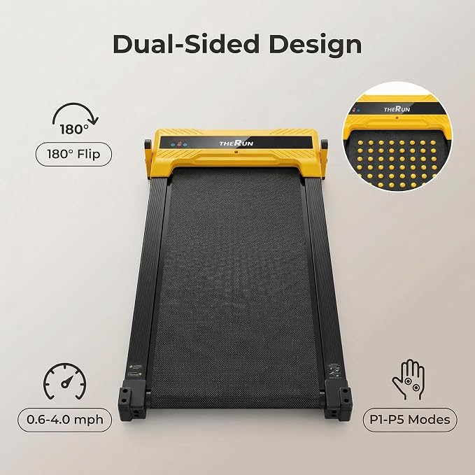 THERUN Dual-Sided Walking Pad Treadmill with 5%/10% Incline, Easy-Flip 2-in-1 for Walking & Foot Massage, 330 LBS, Ultra-Quiet Under Desk Machine with Remote & LED Display for Home & Office Use
