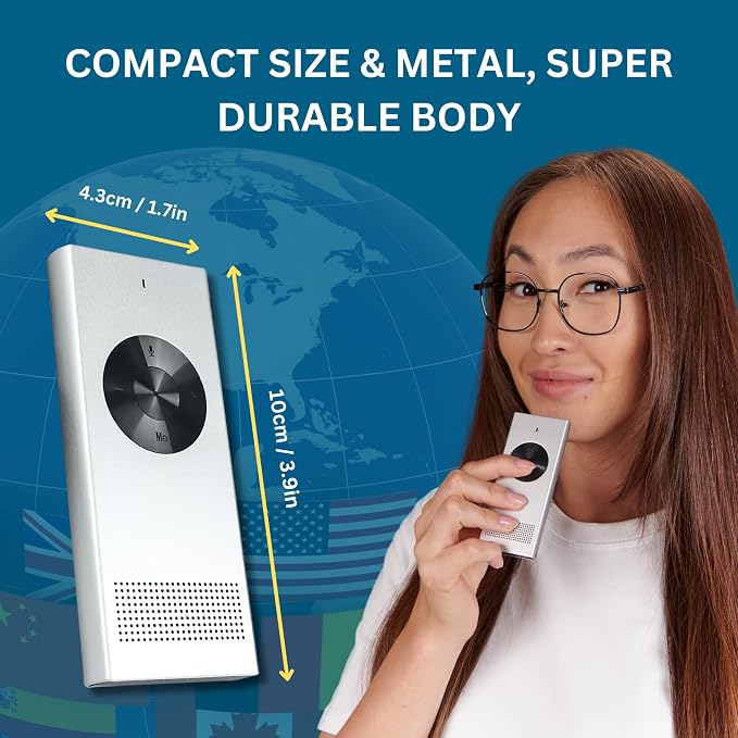 Enence PRO Language Translator Device, Real-Time Voice Translation, Instant Pocket AI Translator Device, Support 60+ Languages. Traductor for Business, Study Travel traductor de Ingles español
