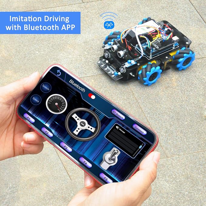 Mecanum Wheels Robot Car Kit for Arduino Mega2560 STEM Remote Controlled DIY Coding Learning & Programming Kit Omni Directional (for arduino)