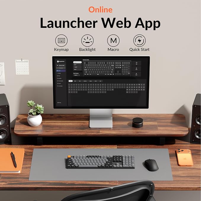 Keychron K5 Version 2 Wireless Bluetooth 5.2 Mechanical Keyboard, Low Profile Milk POM Switch 100% Full-Size Layout QMK Programmable, White Backlight with Shine-Through Keycaps for Mac Windows Linux