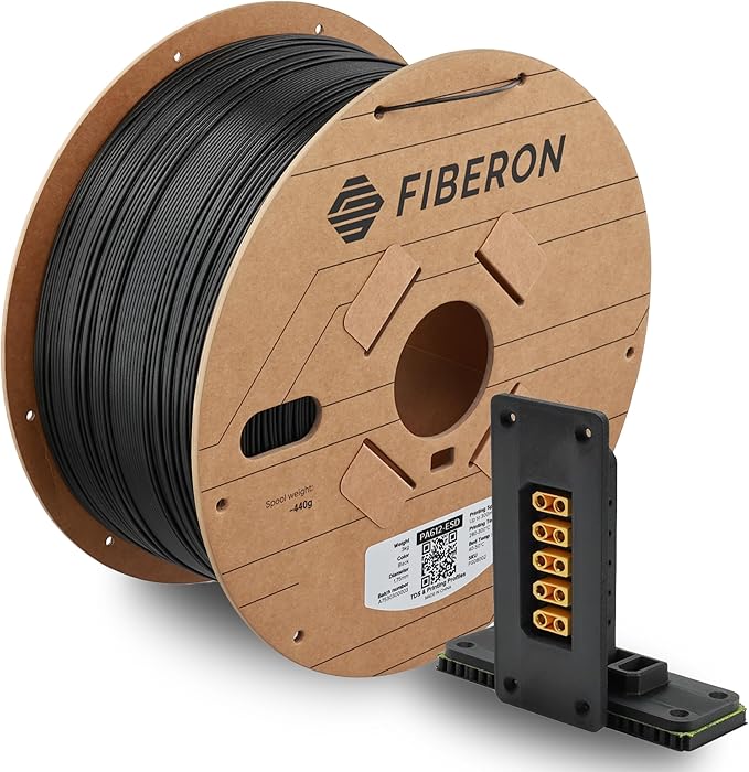 Polymaker Fiberon PA612-ESD 3D Printer Filament 1.75mm 3kg, ESD-Safe Carbon Fiber Nylon, Heat Resistant to 150°C, Chemical Resistant, Industrial Grade Strength, PCB Fixtures, Electronics Housings