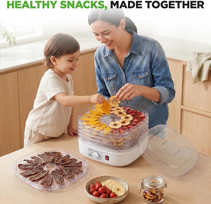 Nutrichef Food Dehydrator Machine | Dehydrates Beef Jerky, Meat, Food, Fruit, Vegetables & Dog Treats | Great For At Home Use | High-Heat Circulation for Even Dehydration | 5 Easy to Clean Trays