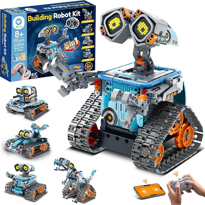 Bundle - 2 Items: Sillbird STEM 12-in-1 Solar Robot Building Toys & Remote & App-Controlled 5-in-1 Coding Robotics Technic Toy Set, Christmas STEM Gifts for Boys Age 8-12